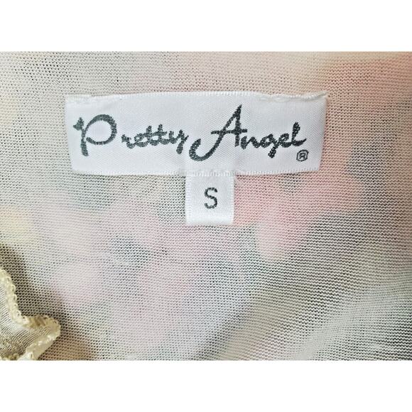 Pretty Angel Gypsy Size S Small Top Floral Lace Fringe Silk Boho Womens Shirt - Picture 3 of 8